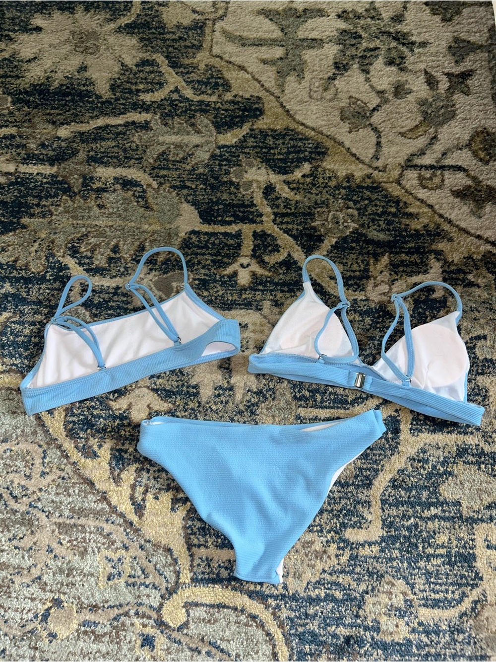 Light Blue Ribbed Bikini 3PCS Set - Picture 2 of 2